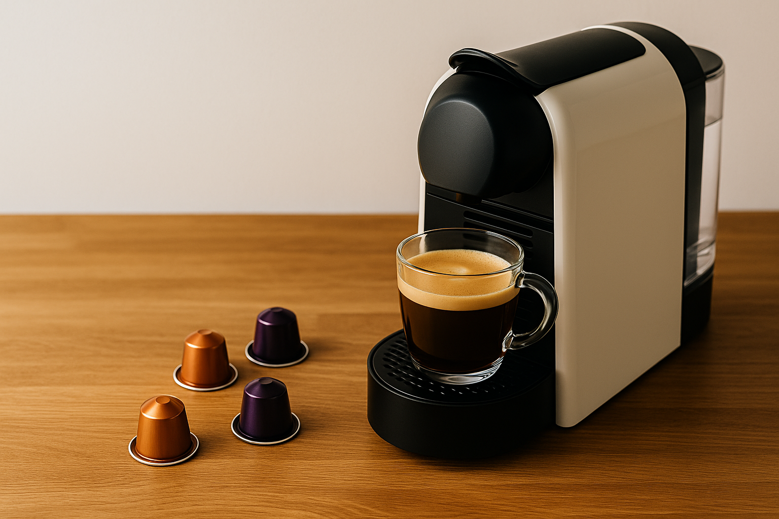 Cafeteira de cápsula em bancada de cozinha