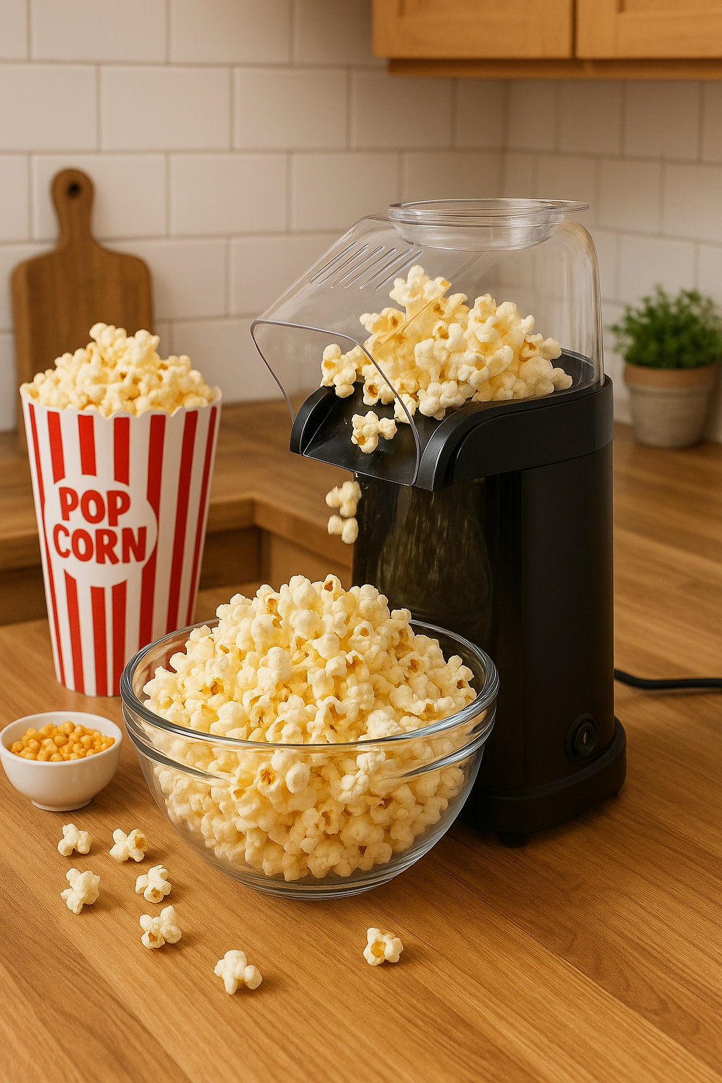 Pipoqueira elétrica preparando pipoca