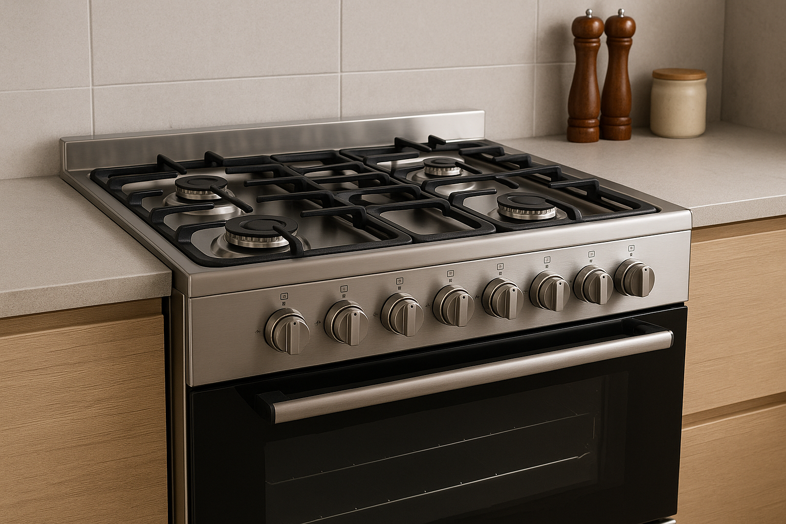 Fogão 5 bocas em cozinha planejada