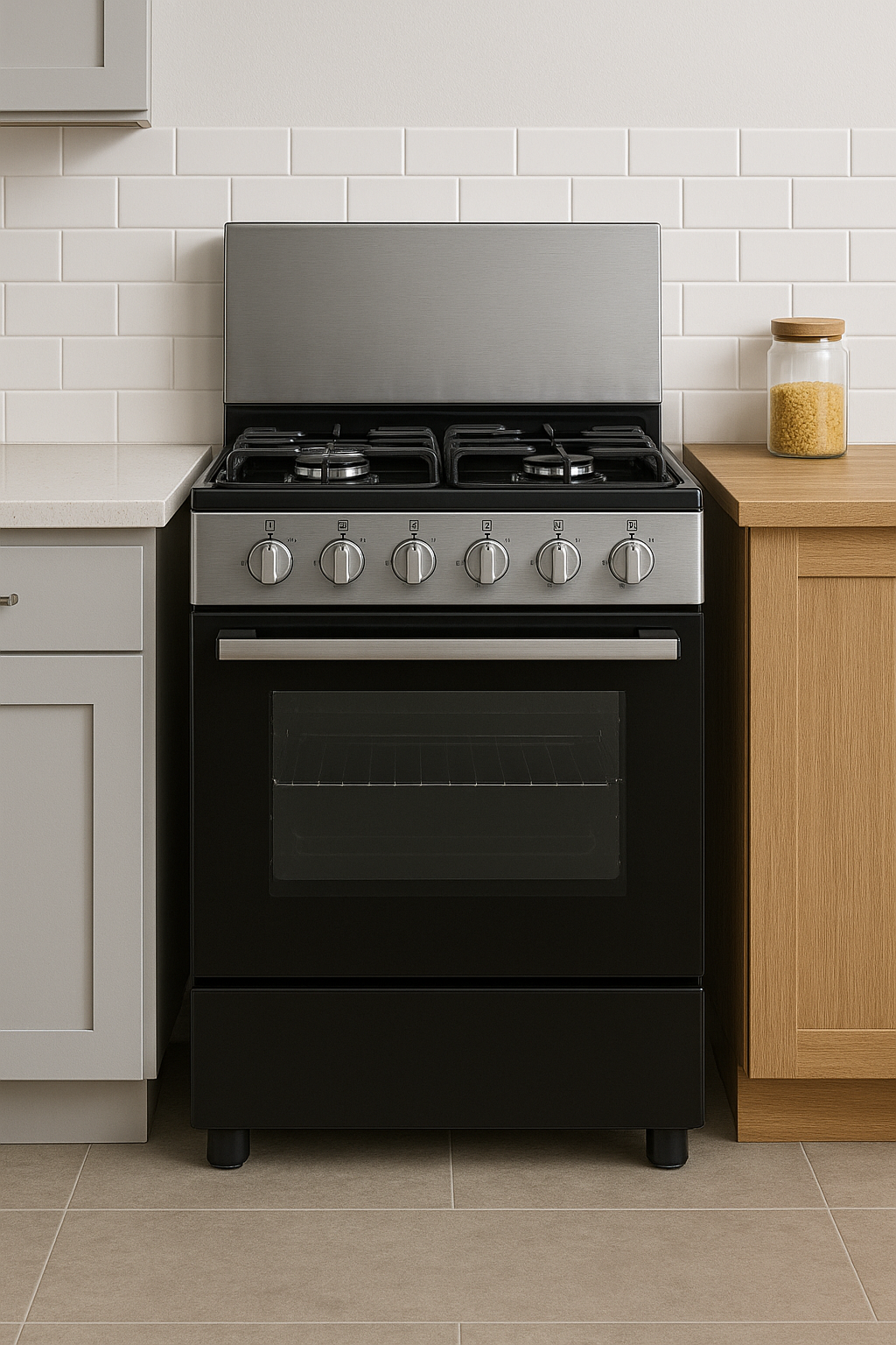 Fogão 4 bocas em cozinha compacta