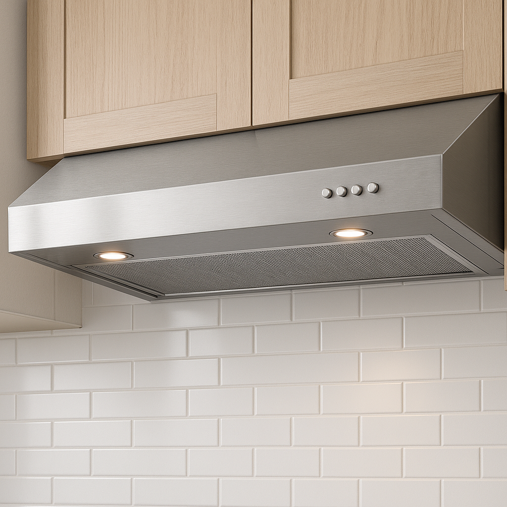 Depurador de ar instalado sobre o fogão